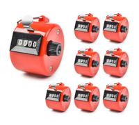 Hitopin Compteur Manuel Mécanique, 8PCS Compteur à Cliquer 4 Chiffres, Compteur Manuel en Métal, Clicker pour Compter, pour Sport, L'entraînement, Diverses Statistiques de Données (Rouge)