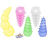 Hitopin Couvercle Extensible en Silicone, 30 Pièces Réutilisable Alimentaire Couvercle Universel, Couvercles en Différentes Tailles, Couvercle Silicone Alimentaire, pour Bocaux Bols Bouteilles