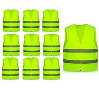 Hitopin Gilet de Sécurité, 10PCS Gilet de Sécurité Réfléchissant, Gilet Réfléchissant, Gilet De Sécurité Haute Visibilité, Gilet Réfléchissant de Voiture, pour Conducteurs Travailleurs Unisexe