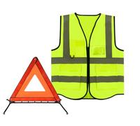 Hitopin Kit Triangle de Signalisation, 2in1 Triangle et Gilet Jaune pour Voiture, Ensemble Gilet D'avertissement, Pliable Gilet Triangle Voiture Kit, Securite Voiture Réfléchissant Kit, pour Voiture