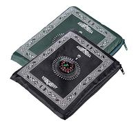 Hitopin Ramadan Portable Noir Couleur Tapis de prière Musulmane avec Compass Format de Poche Tapis de prière Ompass Qibla Finder avec livret Matière étanche 2Packs