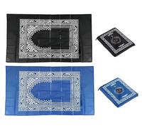 HItopin Tapis de Prière, 2PCS 100cm x 60cm Tapis de Prières de Voyage Islamique, Polyester Imperméable, avec Boussole, pour Les Priere Islamiques, Eid al-Fitr, Musulman (2 Couleurs)