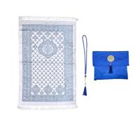 Hitopin Tapis de Prière Musulman, Tapis de prière Musulman et Perles avec Un Sac, Tapis de Prière Islamique, Tapis de Prière du Ramadan, Soft Islamic Prayer Tapis, Cadeaux du Ramadan(Bleu)