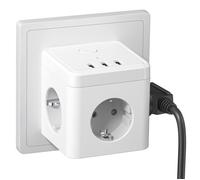 HITRENDS Cube de prises 6 en 1 avec USB, prise multiple 3 voies et 3 USB sans câble, bloc multiprise