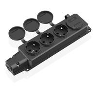HITRENDS Multiprise 4 prises, prise extérieure, étanche IP54, avec couvercle à charnière, multiprise pour extérieur, 230 V/16 A, max. 3500 W, noir