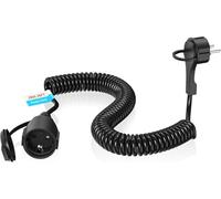 HITRENDS Rallonge de câble spiralé, câble d'extension de 2 m, contact de protection, câble spiralé extensible de 2 m max, 3 x 1,0 mm², IP44, câble spiralé pour famille, utilisation commerciale (250 V