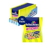 Hitschies Sour Mix Lot de 16 paquets de 140 g de bonbons à mâcher acides et croquants avec noyau doux Fraise, pomme, abricot et citron Sans gluten et halal
