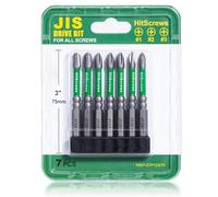 HitScrews Set Embout JIS Visseuse à Choc, Aimantés Anti-Dérapage 7pièces | Outils Japonais - Set Embouts #1/#2/#3, Aimantés, Antidérapage CNC, 1/4 Hex, Acier S2, 7PCS Pour Tamiya, Shimano