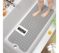 HITSLAM Tapis de Baignoire Antidérapant, 101 x 40cm Très Long Tapis de Douche Antiderapant, Résistant aux Moisissures & Lavable en Machine Tapis de Bain sans BPA, Gris Opaque