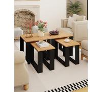 hitsuki Table Basse 4 Pièces Set Gigogne d'Appoint | Table de Salon avec Rangement pour Canapé Bois Noir 50x50