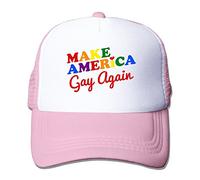 Hittings Causal Make America Gay Again Adult Nylon Adjustable Mesh Hat Trucker Hat Black One Size Fits Most Pink
