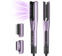 HITTIONA Fer à lisser à air avec buse de sèche-cheveux et brosse volume, séchage rapide, lissage et coiffage volume, 4 modes de température, mode booster pour cheveux épais