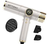 HITTIONA Seche Cheveux Voyage Ionique Professionnel avec Diffuseur avec Double Tension, Séchage Rapide, Faible Bruit Contrôle Thermique Intelligent pour Famille Voyage