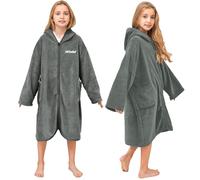 Hiturbo Serviette de bain à capuche pour enfant : poncho de surf en peluche | Poncho à capuche | Peignoir à langer en polaire | Cache-maillot de bain zippé | Piscine, plage, douche