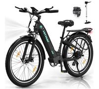 Vélo Électrique- HITWAY - 26x3.0 Fat Tire - Batterie amovible 48V 18Ah, Shimano 7 Vitesse, Noir Noir