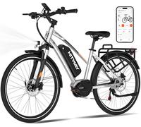 HITWAY VAE 27,5"/28" Vélo Électrique avec Moteur Central/Moyeu Arrière, 250W, Batterie 36V 13Ah Amovible, Autonomie Max 180 km, 7 Vitesses, E-Bike Ville Trekking pour Adulte Homme/Femme