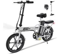 HITWAY Vélo Électrique 16″, Batterie Amovible 36V10.4Ah, Moteur 250W, E-Bike de ville pliable,Vélos à Assistance, Blanc Blanc G