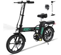 HITWAY Vélo Électrique 16″, Batterie Amovible 36V10.4Ah, Moteur 250W, E-Bike de ville pliable,Vélos à Assistance, Noir Noir G