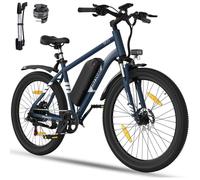 HITWAY Vélo Électrique 27.5"" Bleu, VAE avec batterie amovible 36V/13AH, Shimano 7-Vitesses, VTT Ville E-Bike
