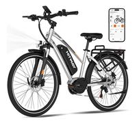 HITWAY Vélo électrique BKU1 27,5"", batterie 36V 13Ah, moteur central, 7 vitesses, 25 km/h, autonomie 120-150 km, argent