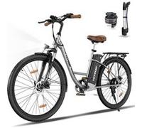 HITWAY Vélo électrique E-Bike 28 Pouces, Moteur 250W, Batterie 36V 13Ah, 7 Vitesses, Écran LCD - Argenté Argent