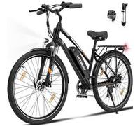 Vélo Electrique Noir, 28 VAE Ville E-Bike, Batterie Amovible 36V 12Ah, Moteur 250W, 7 Vitesses, E-Bike Urbain