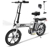 Vélo Électrique HITWAY E-Bike 16"" 10.4Ah 36V Batterie Amovible, Vélos Pliants, Autonomie 35-90KM, Moteur 250W, Blanc