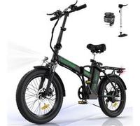 HITWAY Vélo électrique Pliable 20*3.0 E-Bike Noir Vert - Batterie Amovible 36V12Ah - Ecran LCD Noir G
