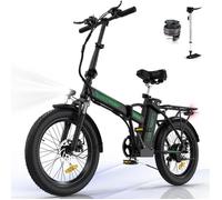 HITWAY Vélo électrique Pliable 20"" Noir-Vert - Batterie 36V - 11,2Ah - Écran LCD - Pompe à vélo gratuite
