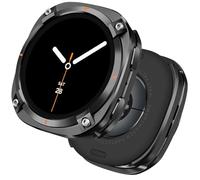 HITZEE 2 en 1 Métal Coque Compatible avec Samsung Galaxy Watch 9 8 44mm | Métal Robuste Protecteur Coque avec Couverture Arrière pour Samsung Galaxy Watch 9 8 44mm, Noir Orange