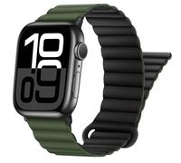 HITZEE Compatible avec Bracelet Apple Watch 49/46/45/44/42/41/40/38mm, Bracelet Magnétique Double Face Compatible pour iWatch Ultra 2 Série 10 9 8 7 SE 6 5 4 (38/40/41/42, Vert Noir)