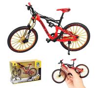 HIULLEN 1:10 Miniature Bicyclette Modèle, Mini Doigt Vélos Modèle, Modèle de Vélo Décoration Finger Mountain Bikes Simulation Vélo Montagne pour l'enseignement Maison Bureau Club(Rouge)