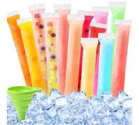 HIULLEN 200 Pièces Sacs Popsicle, Pochettes Popsicle Moule Sacs, Sacs de Sucettes Glacées BPA Free avec Un Entonnoir pour Yaourt, Bonbons glacés Party Favors (5.5 x 28 cm)