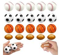 HIULLEN 20Pcs Mini Balles De Sport, Balle Anti Stress,Balle en Mousse,Inclure Football,Basketball,Baseball,Rugby pour Jouer,Décompresser,Soulager L'Anxiété pour Enfants Et Adultes,Idée Cadeau De Fête