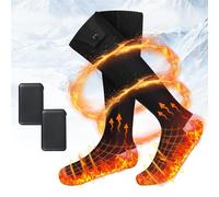 HIULLEN Chaussette Chauffante, 5000 mAh Chaussette Chauffante Rechargeable, Lavables Chaussettes Thermiques Hommes Femmes avec 4 Niveaux de Température pour Sports Ski Camping Moto Cyclisme