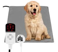 HIULLEN Coussin chauffant pour animal de compagnie, 45 x 45 cm, 9 températures réglables et minuterie réglable, lit chauffant imperméable pour animal domestique avec cordon résistant à la mastication,