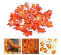 HIULLEN Guirlande Lumineuse d'automne, 6M 40 LED Feuille d'érable Guirlande lumineuse, Guirlande Lumineuse en Forme de Feuilles D'érable, pour Halloween Thanksgiving Decoration Noel