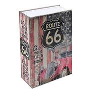 HIULLEN Livre de rangement, coffre-fort de livre de dictionnaire, coffre-fort avec clé, coffre-fort de livre, pour l'argent bijoux documents objets de valeur (autoroute 66 style)