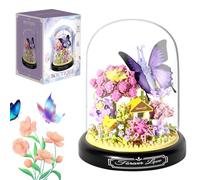 HIULLEN Lot de 582 blocs de construction - Blocs de construction - Fleurs et insectes - Avec dôme étanche à la poussière et socle - Cadeaux pour enfants, adultes, petite amie