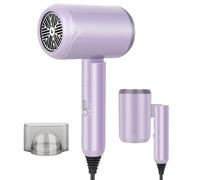HIULLEN SèChe-Cheveux Ionique, 1800 W SèChe Cheveux De Voyage Pliable Petit, SèChe Cheveux Avec Buses De Coiffage, SèChe-Cheveux Lonique NéGatifs Pour La Maison, Les Voyages Et Les Salons
