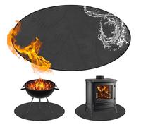 HIULLEN Tapis de foyer rond ignifuge de 122 cm, 6 couches épaisses, protection de sol pour terrasse, herbe, barbecue, sol, terrasse, jardin, camping