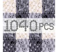 HIUME Lot de 1040 blocs de construction ronds gris, noir et blanc - Kit de points Pixel Art compatible avec les plaques à points, mini pierres mosaïque pour les projets créatifs des enfants.