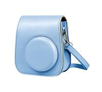 HIUOUIH Pochette Appareil Photo Instantané Sac pour Instax Mini 11 Housse Fujifilm PU Cuir Caméra Voyage Camera Cover Case de Portable Compact avec Bandoulière Amovible, Bleu