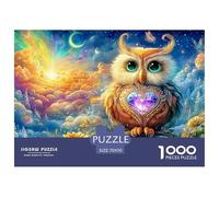Hiuve avec Pierre précieuse du cœur, Ciel Cosmique et Fleurs Puzzle De 1000 Pièces Dreamy Owl Élément Essentiel pour Les Soirées De Jeux en Famille, Adultes Et Enfants 70x50cm/1000pcs
