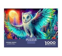 Hiuve Blanche dans la forêt éclairée par la Lune Puzzle De 1000 Pièces - Assemblage Parfait & Jeu De Réflexion Oiseau Nocturne Vibrant - À Partir De 14 Ans 52x38cm/1000pcs