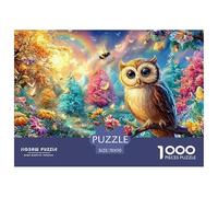 Hiuve dans la forêt Vivante avec l'arc-en-Ciel et Les Abeilles Puzzle De 1000 Pièces Dreamy Owl Jeu De Puzzle Familial pour Toutes Les Âges 70x50cm/1000pcs
