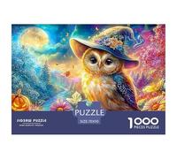 Hiuve en Chapeau de sorcière Floral sous Pleine Lune Puzzle De 1000 Pièces Dreamy Owl Cadeau d'anniversaire Parfait pour Enfants Et Adultes 70x50cm/1000pcs