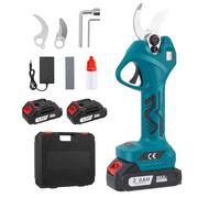 HIUYRFS Sécateur Électrique sans Fil 30 mm, Sécateur de Jardin avec 2 x 2000 mAh Batteries et Écran LCD, 550 W moteur sans balais Bypass Sécateur de jardin électrique avec compteur