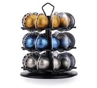 HiveNets Rack de stockage pour capsules de café en métal noir avec 3 niveaux pour 30 capsules, compatible avec les machines Nespresso Vertuo, 17,5 cm x 22,5 cm