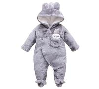 Hiver Bébé Toison Barboteuse Pied Combinaison Mignon Nouveau Née Tenues Lapin Chaud Tout-Petit Dors Bien Gris 9-12 Mois